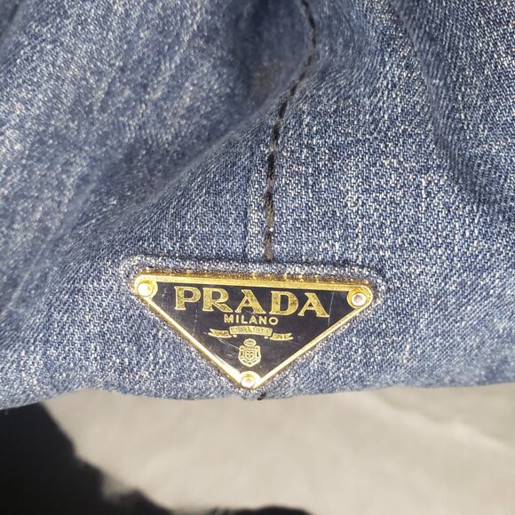 Prada Two-Way Canapa Tote - Blue Denim w/ Original Crossbody Strap & COA - Picture 5 of 17
